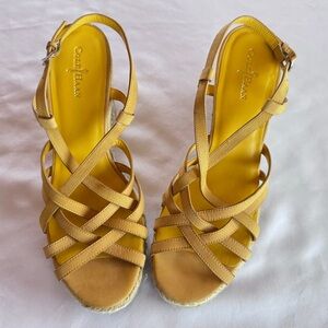 Cole Haan Yellow Wedge Sandals with Espadrille Heel Size 8B